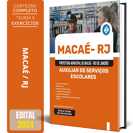 Apostila Prefeitura de Macaé RJ 2024 - Auxiliar de Serviços Escolares