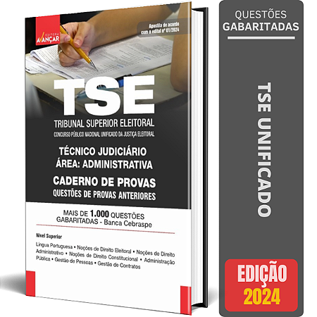Caderno de Questões TSE Unificado 2024 - Técnico Judiciário - 1000 Testes