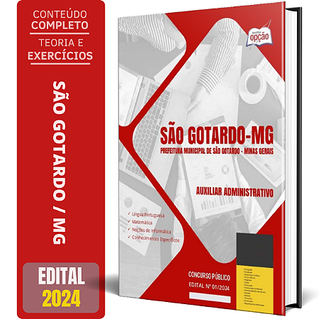 Apostila Prefeitura de São Gotardo MG 2024 - Auxiliar Administrativo