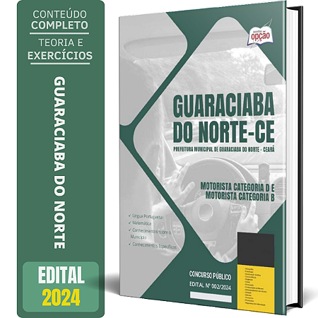 Apostila Prefeitura de Guaraciaba do Norte CE 2024 - Motorista Categoria D e Motorista Categoria B