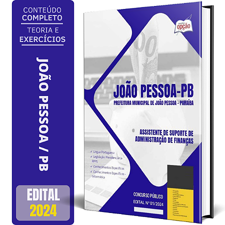 Apostila Prefeitura de João Pessoa PB 2024 - Assistente de Suporte de Administração de Finanças