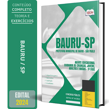 Apostila Prefeitura de Bauru SP 2024 - Agente Educacional