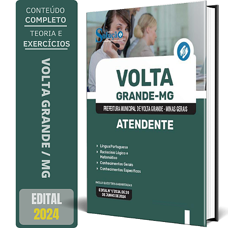 Apostila Prefeitura de Volta Grande MG 2024 - Atendente