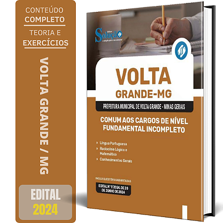 Apostila Prefeitura de Volta Grande MG 2024 - Comum aos Cargos de Nível Fundamental Incompleto
