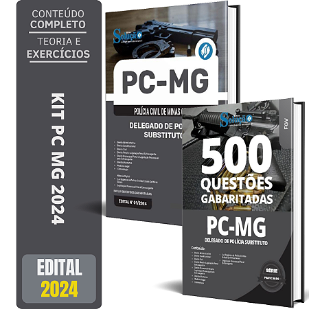 Kit Apostila PC MG 2024 - Delegado de Polícia Substituto + Caderno de Testes