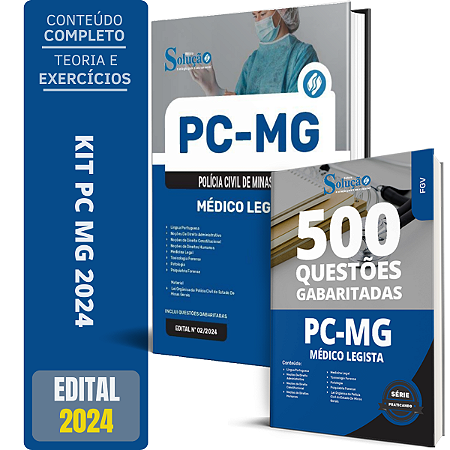 Kit Apostila PC MG 2024 - Médico Legista + Caderno de Testes