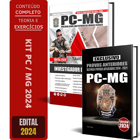 Kit Apostila PC MG 2024 - INVESTIGADOR DE POLÍCIA + Provas