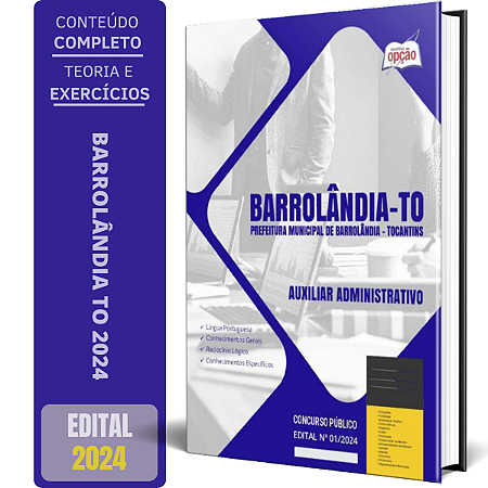Apostila Prefeitura de Barrolândia TO 2024 - Auxiliar Administrativo