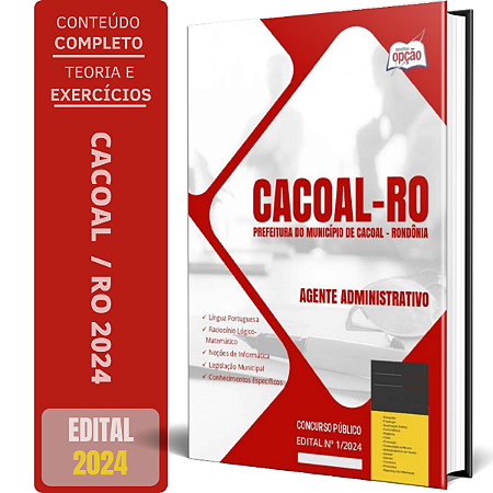 Apostila Prefeitura de Cacoal RO 2024 - Agente Administrativo