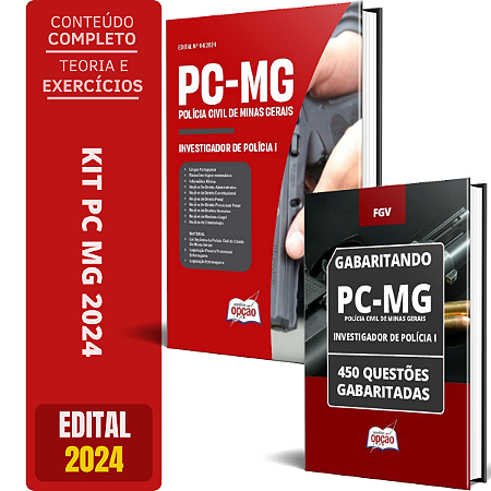 Kit Apostila PC MG 2024 - Investigador de Polícia I + Questões