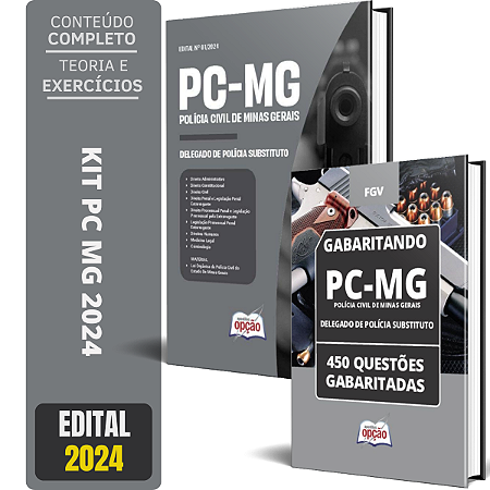 Kit Apostila PC MG 2024 - Delegado de Polícia Substituto + Testes