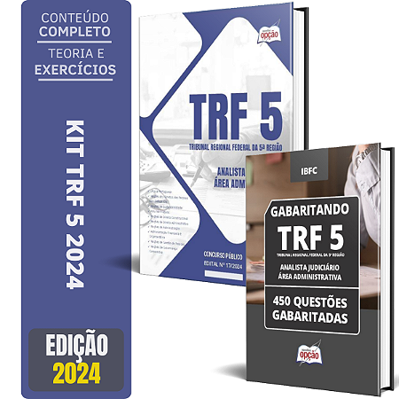 Kit Apostila TRF 5 2024 - Analista - Área Administrativa + Testes