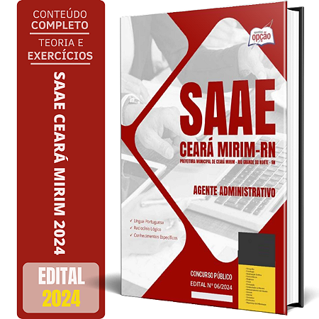 Apostila SAAE Ceará Mirim RN 2024 - Agente Administrativo