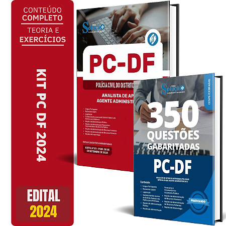 Kit Apostila PC DF 2024 - Analista Agente Administrativo + Testes
