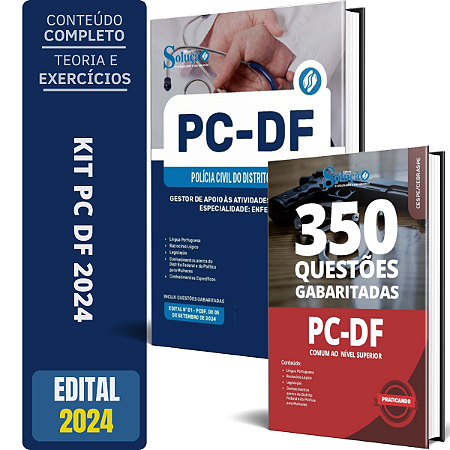 Kit Apostila PC DF 2024 - Gestor de Apoio Enfermeiro + Testes