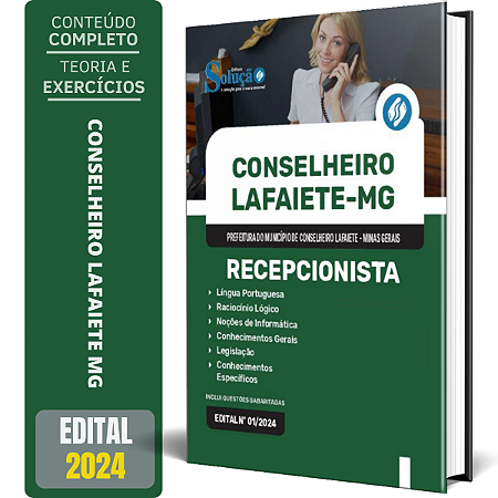 Apostila Prefeitura de Conselheiro Lafaiete MG 2024 - Recepcionista
