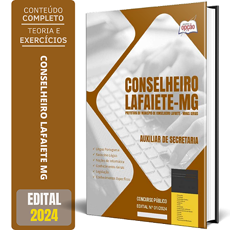 Apostila Prefeitura de Conselheiro Lafaiete MG 2024 - Auxiliar de Secretaria
