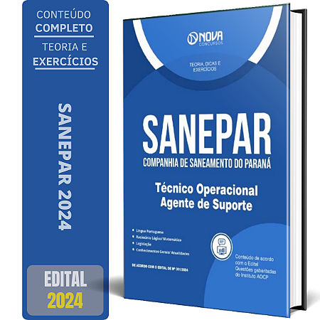 Apostila SANEPAR 2024 - Técnico Operacional - Agente de Suporte