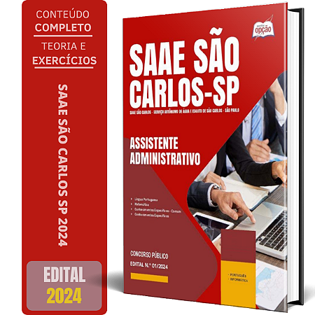 Apostila SAAE São Carlos SP 2024 - Assistente Administrativo