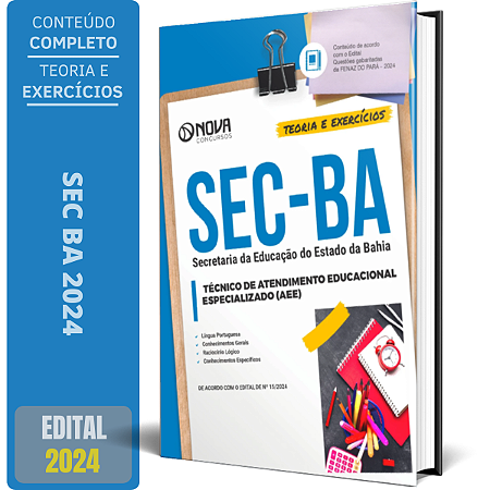 Apostila SEC BA 2024 - Técnico de Atendimento Educacional Especializado (AEE)