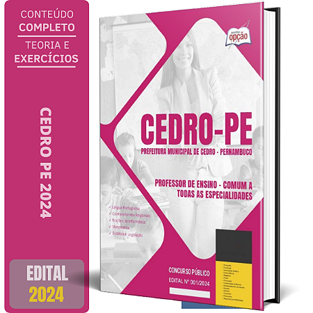 Apostila Prefeitura de Cedro PE 2024 - Professor de Ensino - Comum a Todas as Especialidades