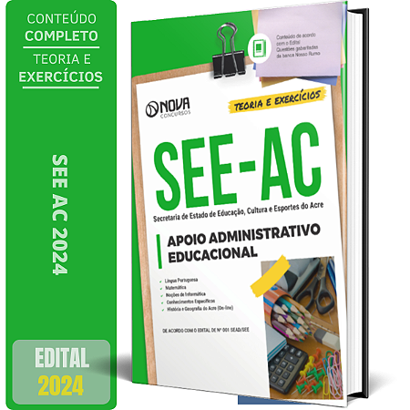 Apostila SEE AC 2024 - Apoio Administrativo Educacional