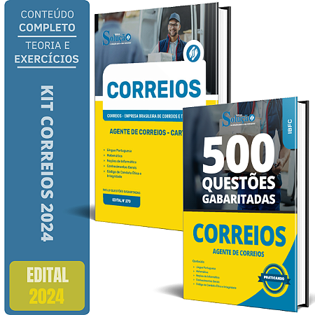 Kit Apostila Correios 2024 - Carteiro + Caderno de Testes