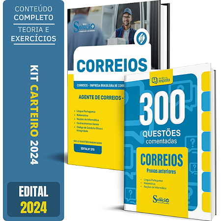 Combo Correios (2 Em 1) - Apostila Agente De Correios 2024 - Carteiro + Questões Comentadas