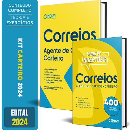 Combo Apostila Agente De Correios 2024 - Carteiro + Questões Comentadas - Nova Concursos