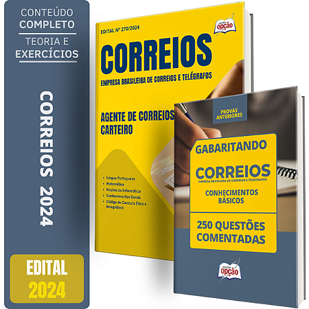 Combo Concurso Agente de Correios 2024 - Apostila Carteiro + Questões Comentadas