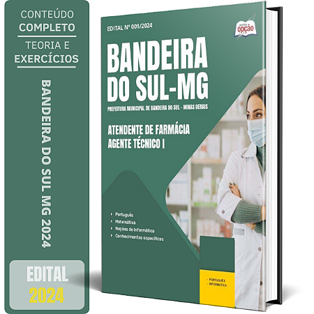 Apostila Prefeitura de Bandeira do Sul MG 2024 - Atendente de Farmácia - Agente Técnico I