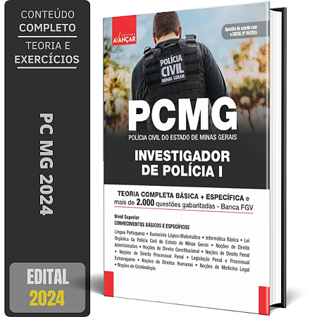 Apostila Concurso PC MG 2024 - INVESTIGADOR DE POLÍCIA I