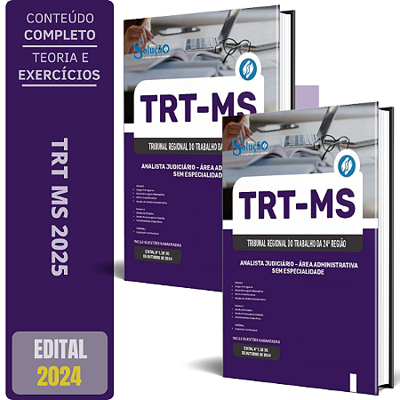 Apostila TRT MS 2024 - Analista Judiciário - Área Administrativa - Sem Especialidade