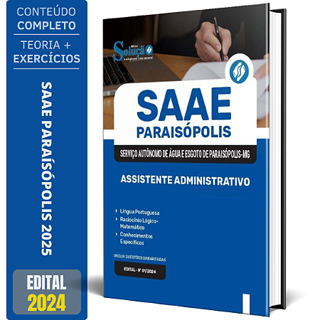Apostila SAAE Paraisópolis MG 2024 - Assistente Administrativo
