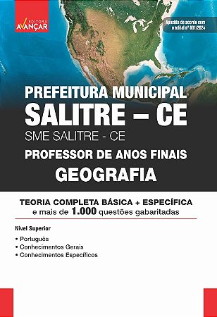 Apostila SME SALITRE CE 2025 - PREFEITURA MUNICIPAL SALITRE CE - PROFESSOR GEOGRAFIA
