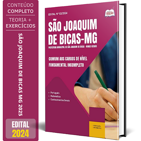 Apostila Prefeitura de São Joaquim de Bicas MG 2025 - Comum aos Cargos de Nível Fundamental Incompleto
