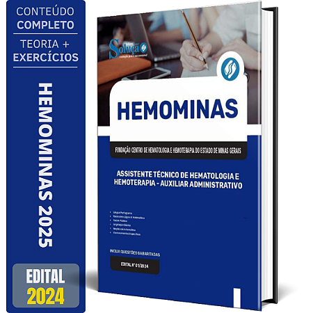 Apostila HEMOMINAS 2025 - Assistente Técnico de Hematologia e Hemoterapia - Auxiliar Administrativo