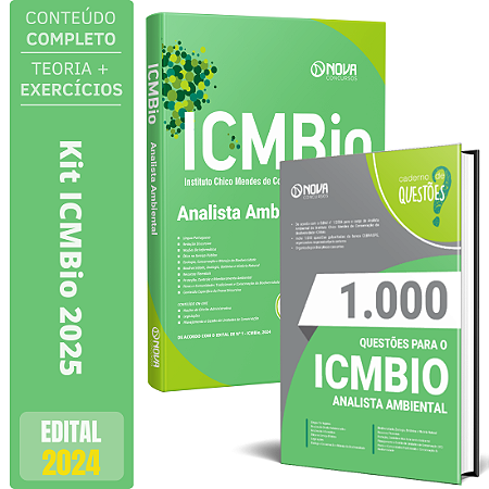 Kit Apostila Concurso ICMBio 2025 - Analista Ambiental + Caderno de 1000 Questões