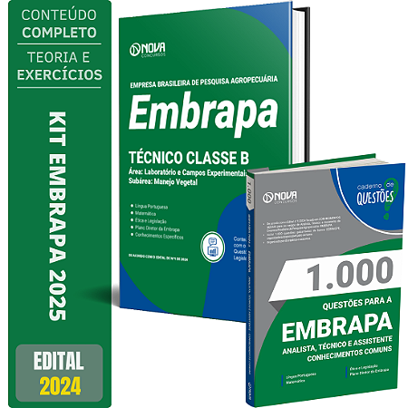 Combo EMBRAPA 2025 - Apostila Técnico Classe B - Manejo Vegetal + Caderno de Questões