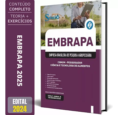 Apostila Embrapa 2025 - Pesquisador - Ciência E Tecnologia De Alimentos - Área 1 - Comum