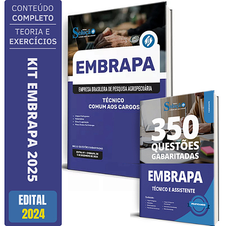 Kit Apostila EMBRAPA 2025 - Técnico - Comum aos cargos + Testes