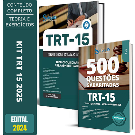 Kit Apostilla TRT 15 2025 - Técnico Área Administrativa + Testes
