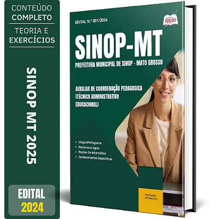 Apostila Prefeitura de Sinop MT 2025 - Auxiliar De Coordenação Pedagogica (Técnico Administrativo Educacional)