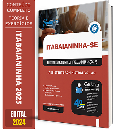 Apostila Prefeitura de Itabaianinha - SE 2025 - Assistente Administrativo – AD