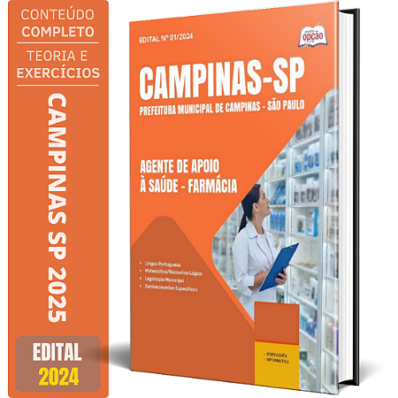 Apostila Prefeitura de Campinas SP 2025 - Agente de Apoio à Saúde - Farmácia