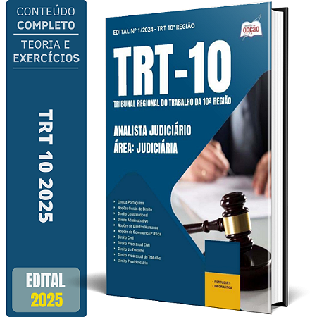 Apostila TRT 10 2025 - Analista Judiciário - Área: Judiciária