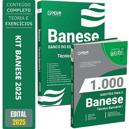 Kit Apostila Concurso BANESE 2025 - Técnico Bancário 1 + Testes