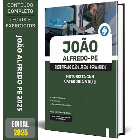 Apostila Prefeitura de João Alfredo PE 2025 - Motorista CNH Categoria B ou C