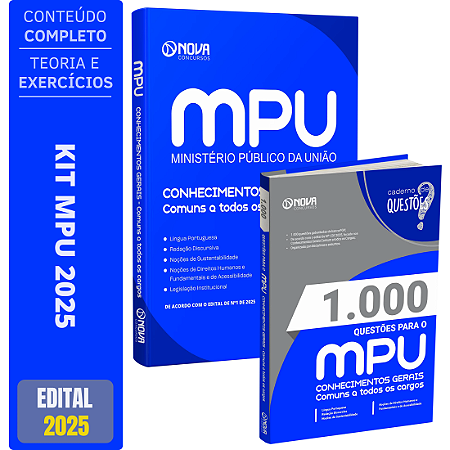 Kit Apostila MPU 2025 - Analistas e Técnicos - Comum aos cargos + Questões