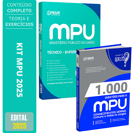 Kit Apostila MPU 2025 - Técnico do MPU - Enfermagem + Testes